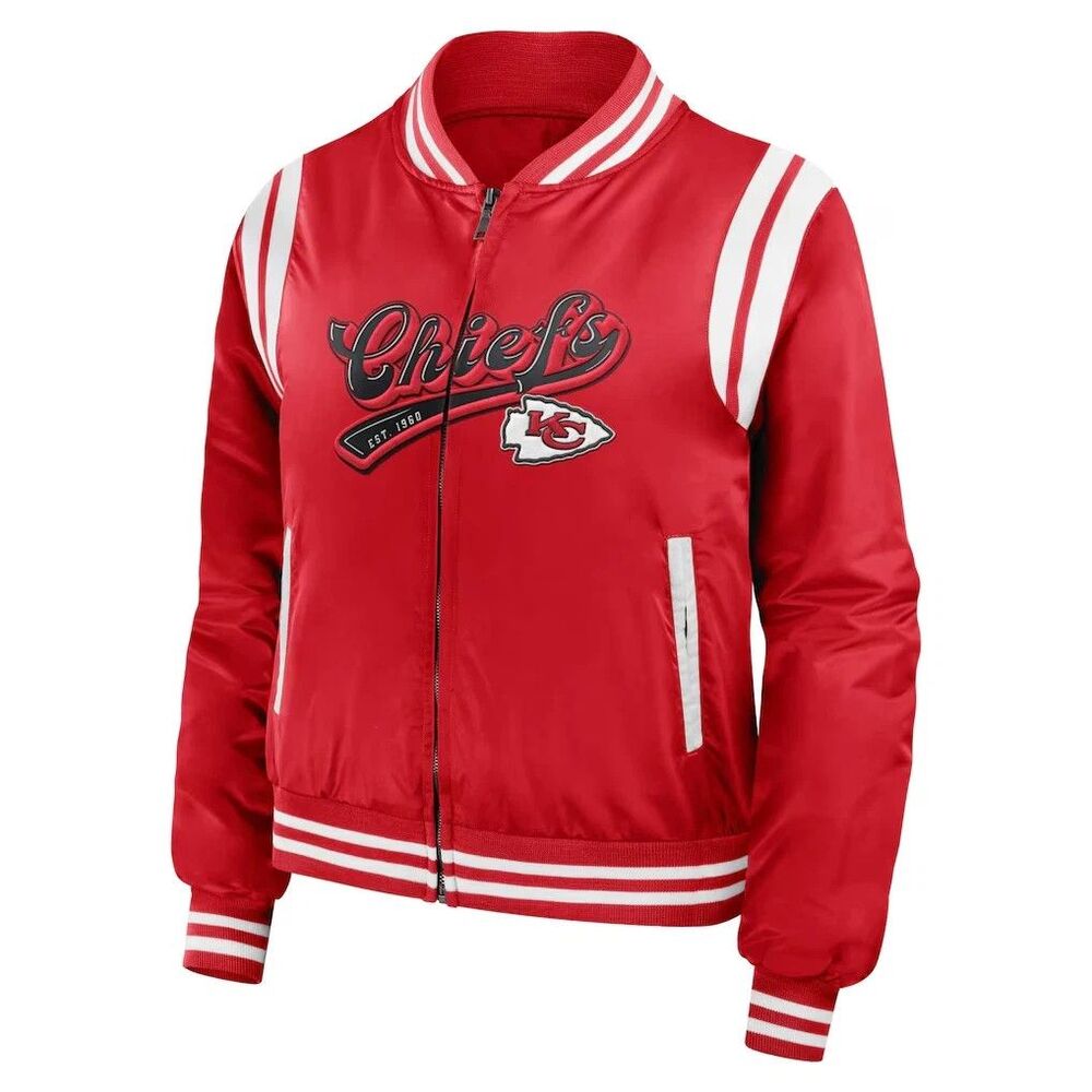 Kansas City Chiefs WEAR by Erin Andrews Women's Large Bomber Full-Zip Jacket NWT